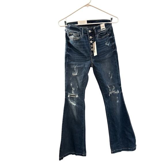 BNWT Judy Blue Elize mid rise flare distressed medium wash - Picture 1 of 5